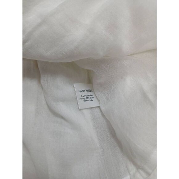 Roller rabbit womens small LEONE ASHTON flare mini skirt tiered 100% linen white - Picture 6 of 7